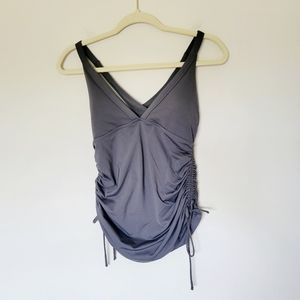 Athleta Gray Ruched Bikini Top